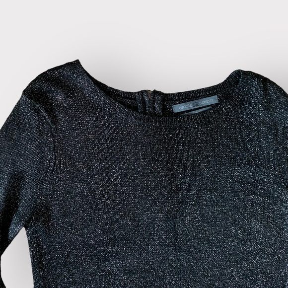 Nicole Benisti XL Sparkly crew neck black long sleeve thin sweater - Picture 3 of 9
